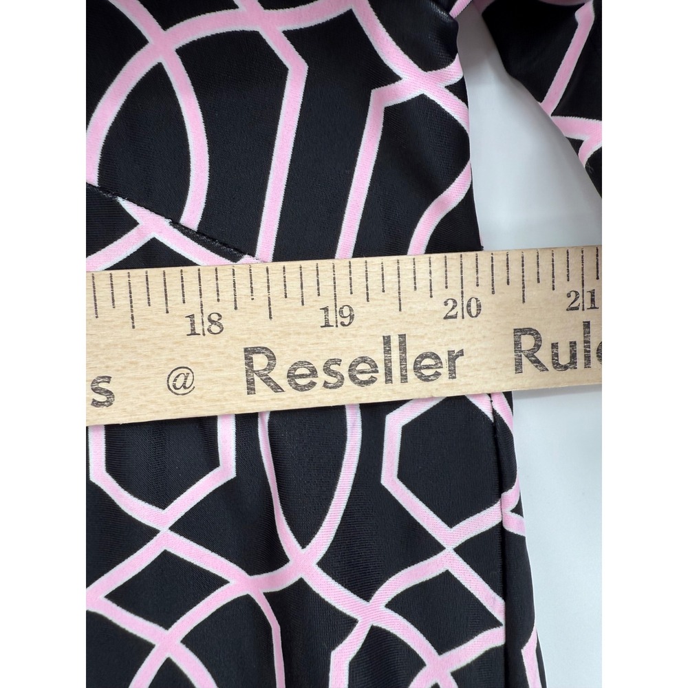 Jude Connally Black and Pink Geometric Puff-Sleeve Midi Dress - Picture 7 of 9